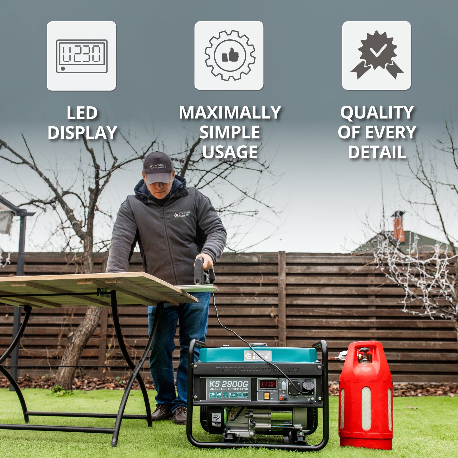 Generador híbrido de gasolina y gas "Könner & Söhnen" KS 2900G
