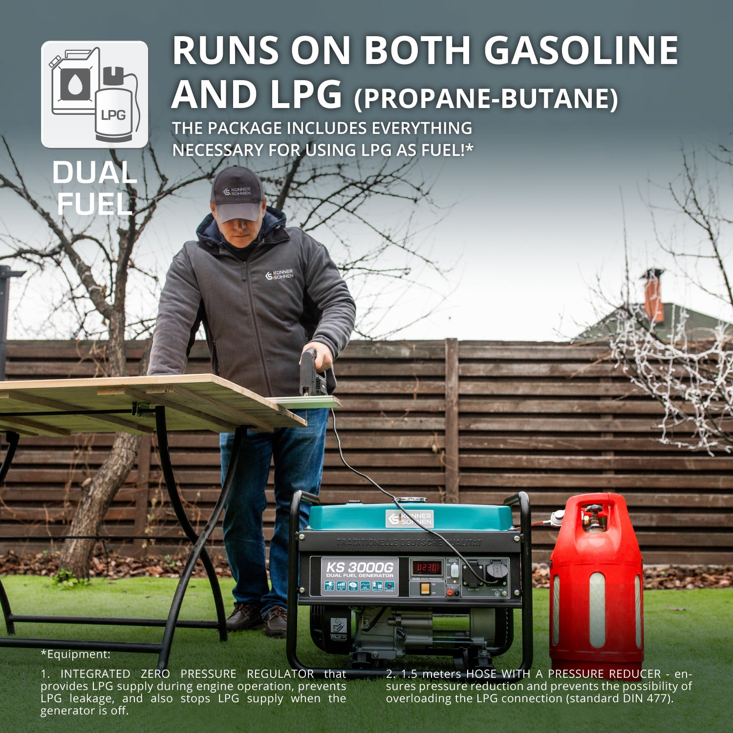 Generador híbrido de gasolina y gas "Könner & Söhnen" KS 3000G