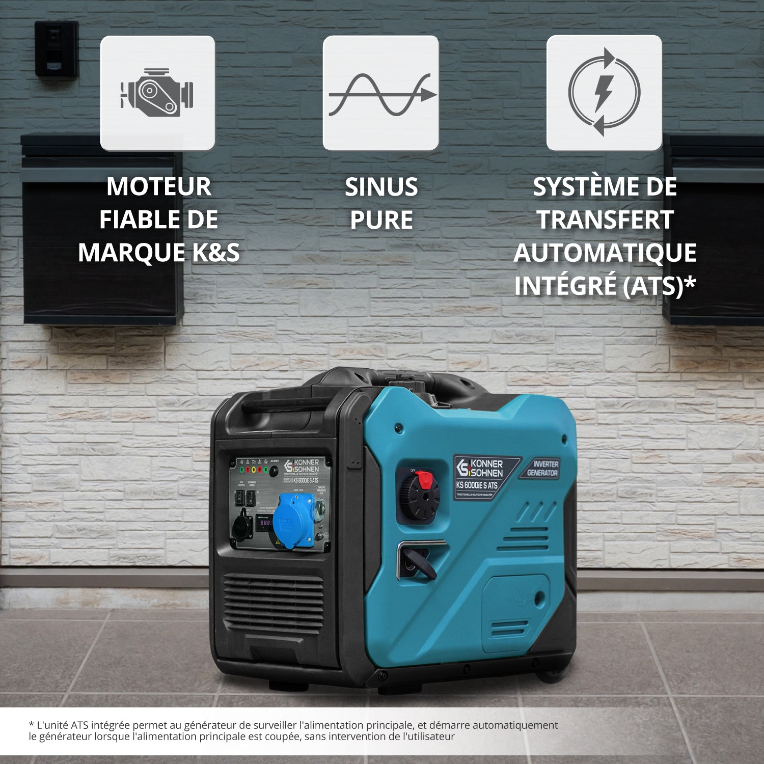 Groupe électrogène-onduleur dans la boîte anti-bruit KS 6000iE S ATS