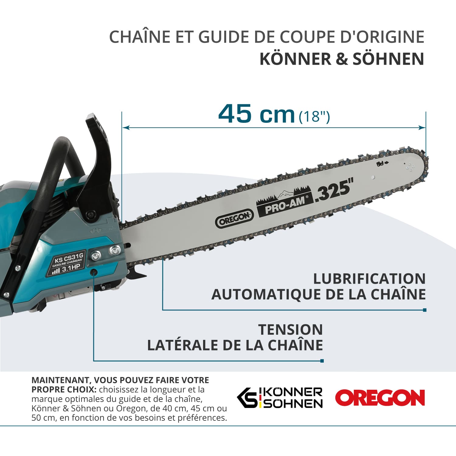 Tronçonneuse à essence KS CS31G-18-1