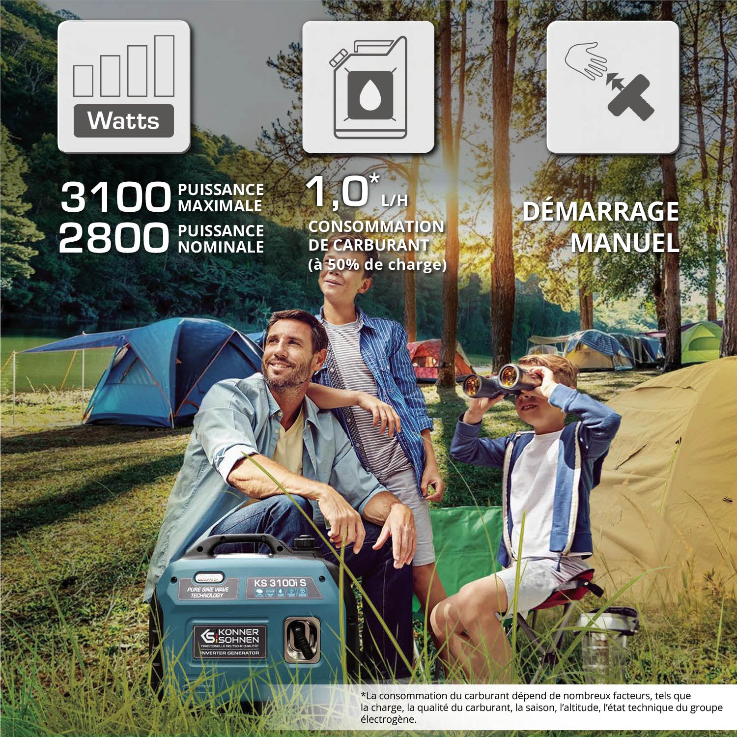 Groupe électrogène-onduleur dans la boîte anti-bruit KS 3100i S