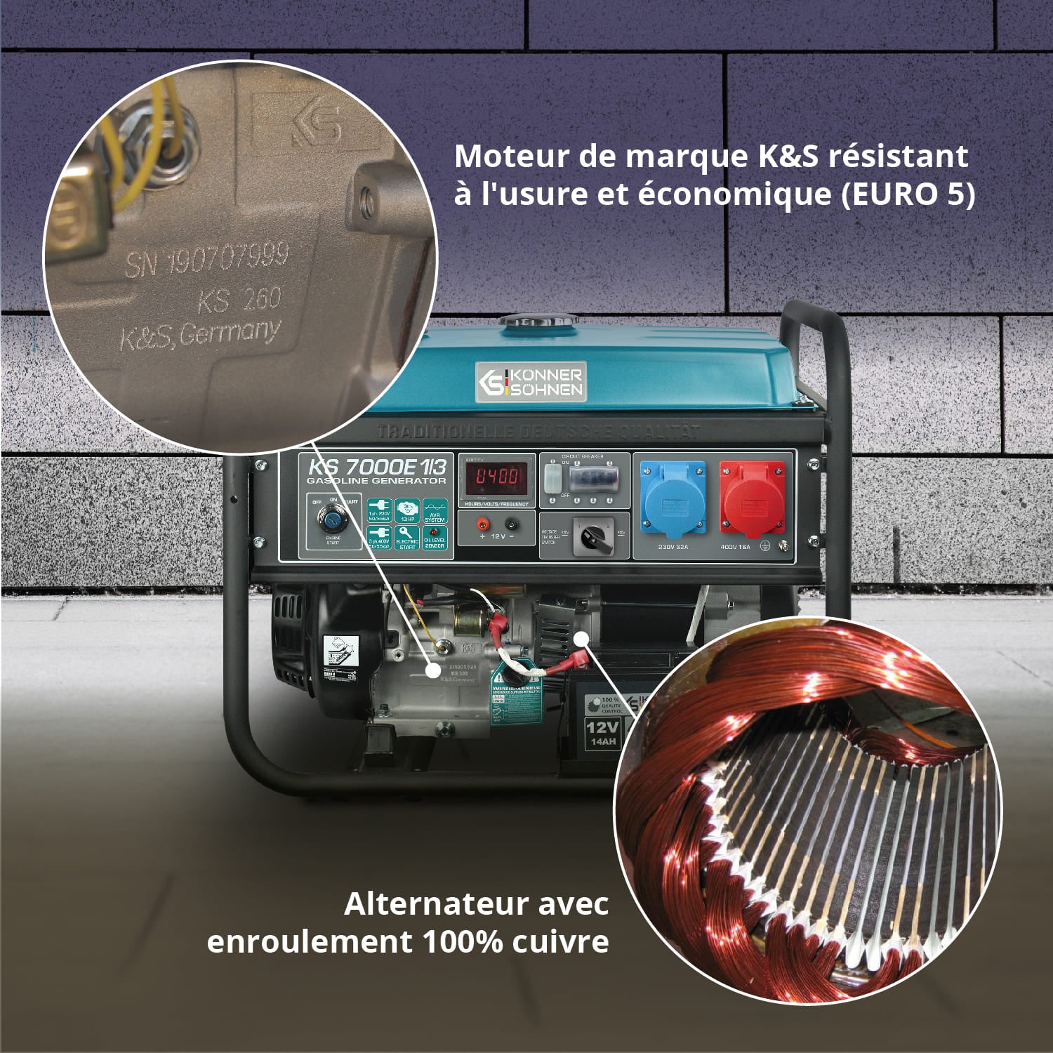 Groupe électrogène à essence "Könner & Söhnen" KS 7000E 1/3