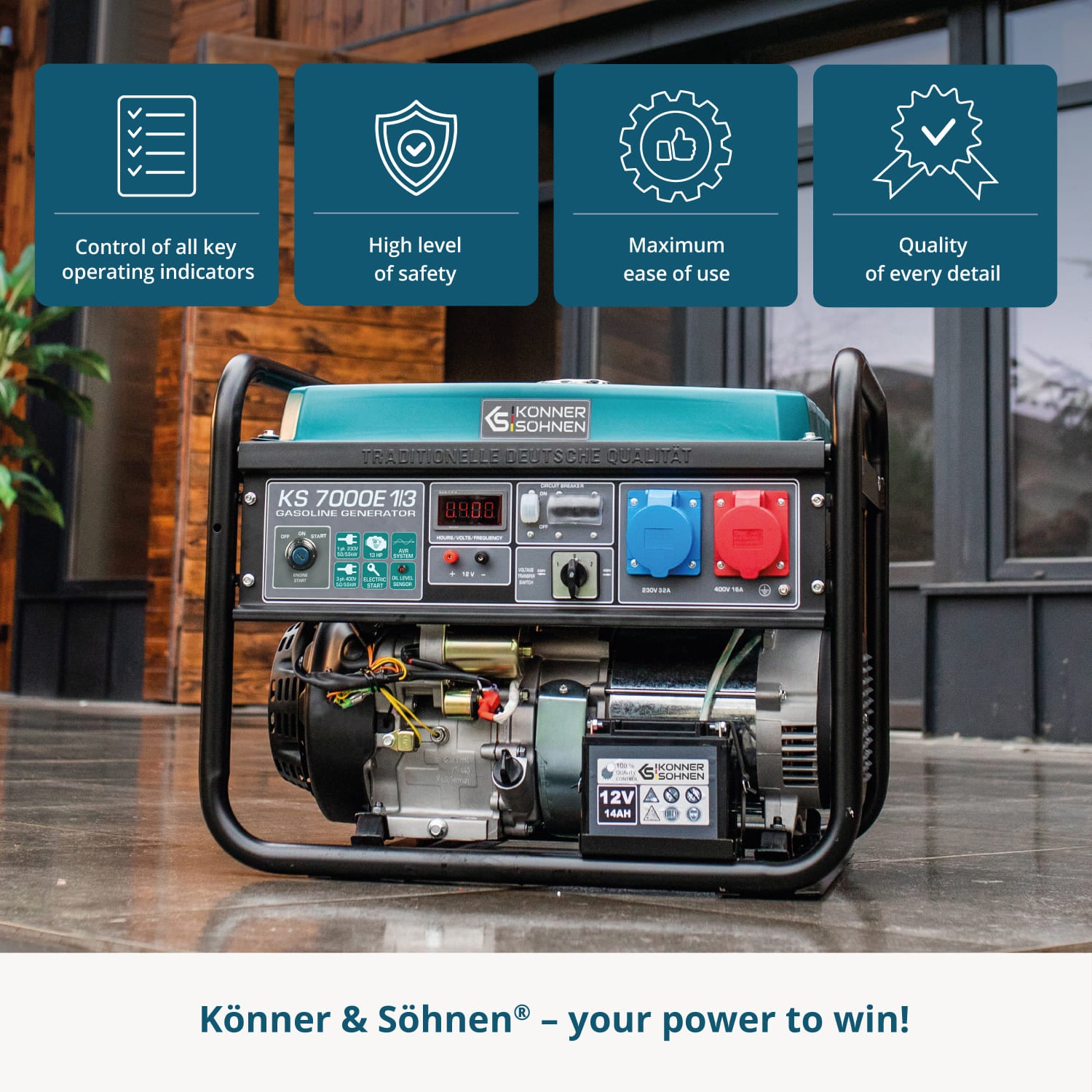 Bensiinikäyttöinen generaattori 'Könner & Söhnen' KS 7000E 1/3