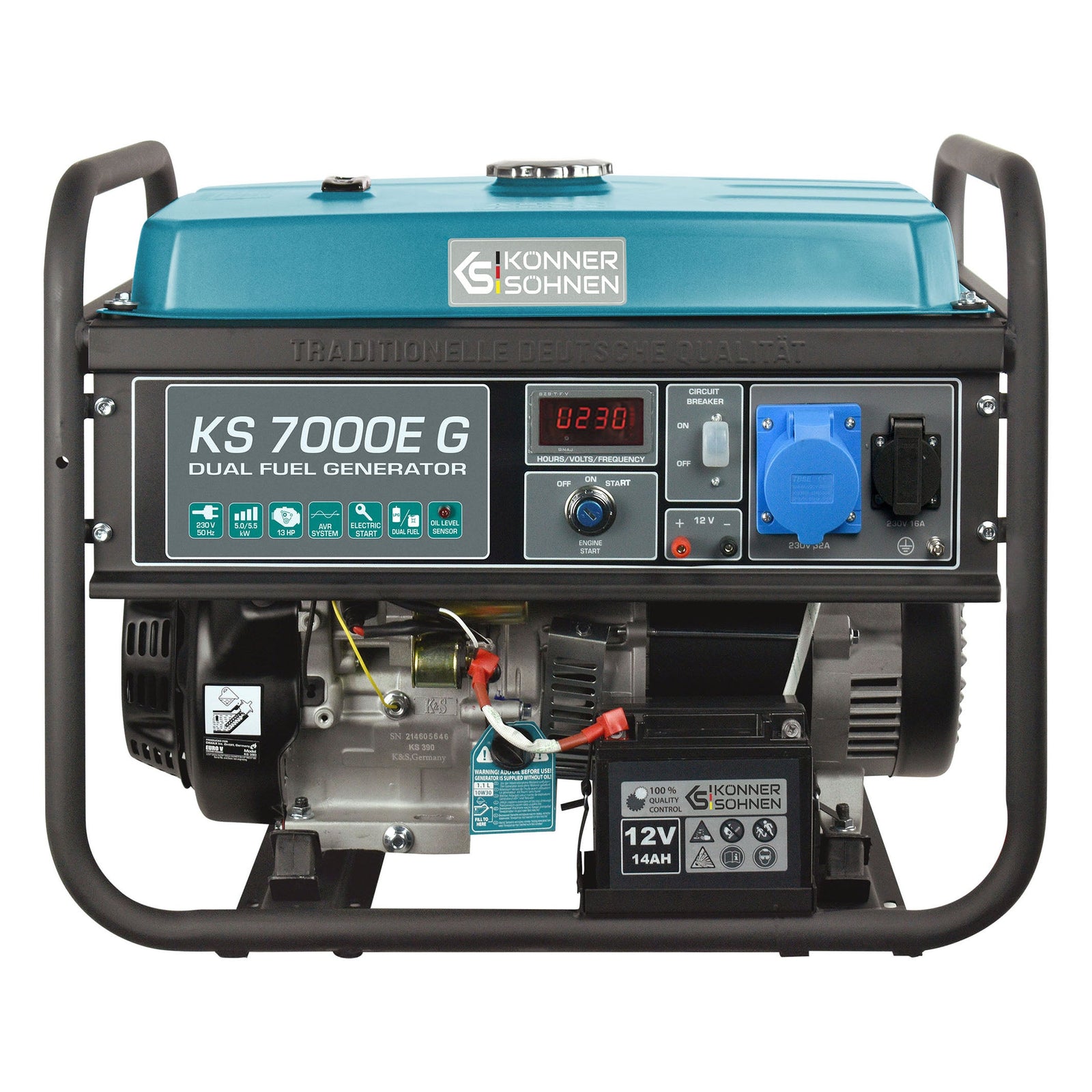 Generador híbrido de gasolina y gas "Könner & Söhnen" KS 7000E G