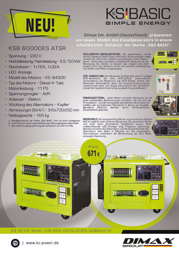 A new model of diesel generator – KSB 6000DES ATSR