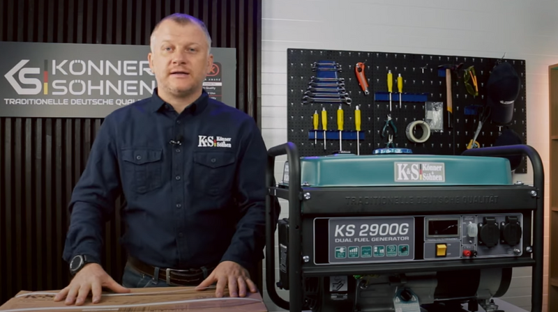 Wie stellt man ein Transportset für einen Benzingenerator von Könner & Söhnen zusammen?