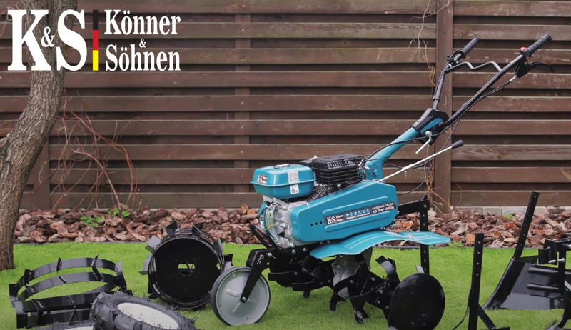 Benzin-Bodenfräsen mit Riemen- und Kettenantrieb