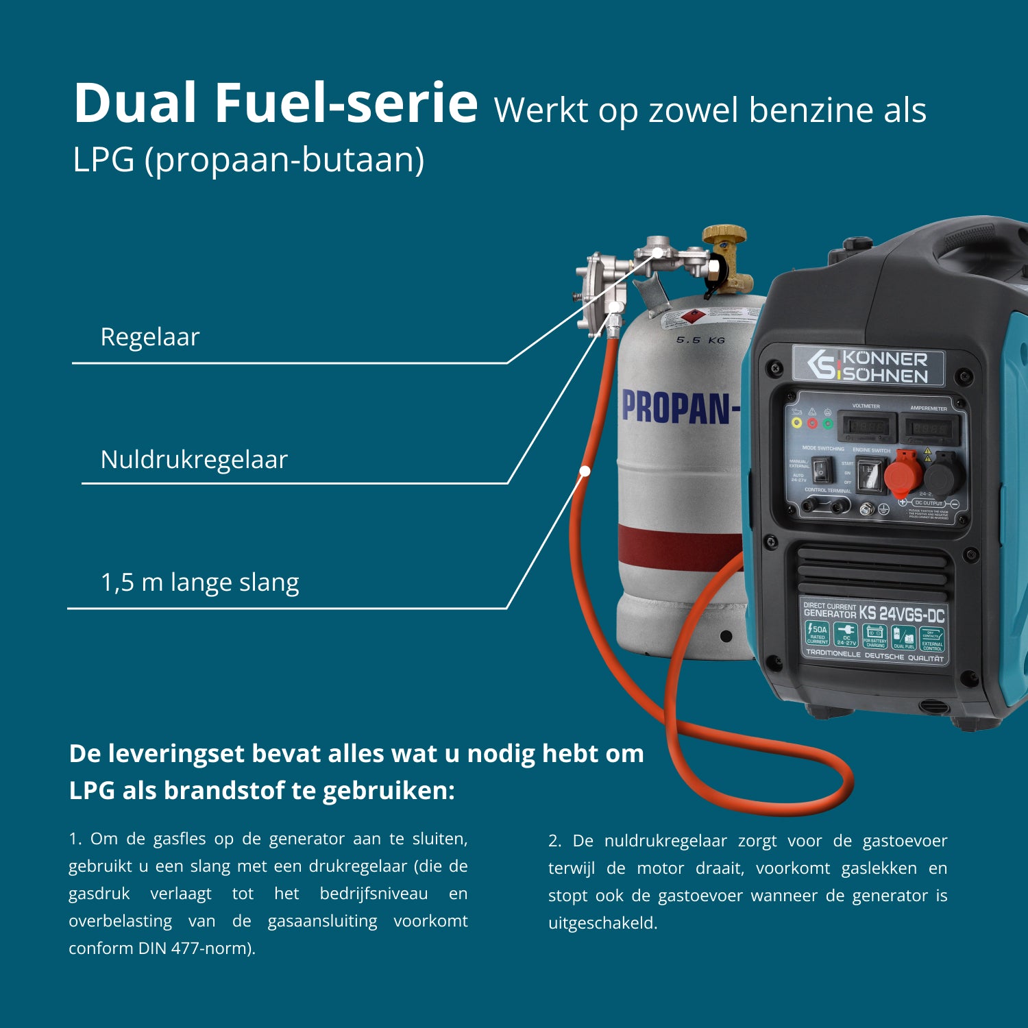 KS 24VGS-DC Constante Spanning Generator met Dual-Fuel Systeem