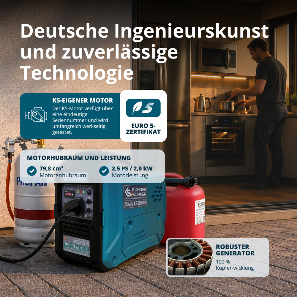 Invertorový generátor na LPG/benzín KS 2000iG S