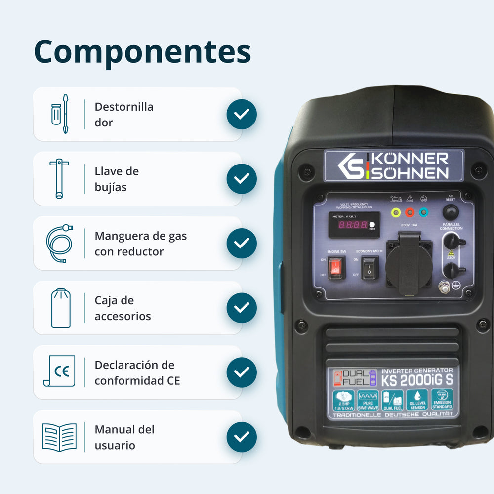Generador inverter híbrido de gas/gasolina KS 2000iG S