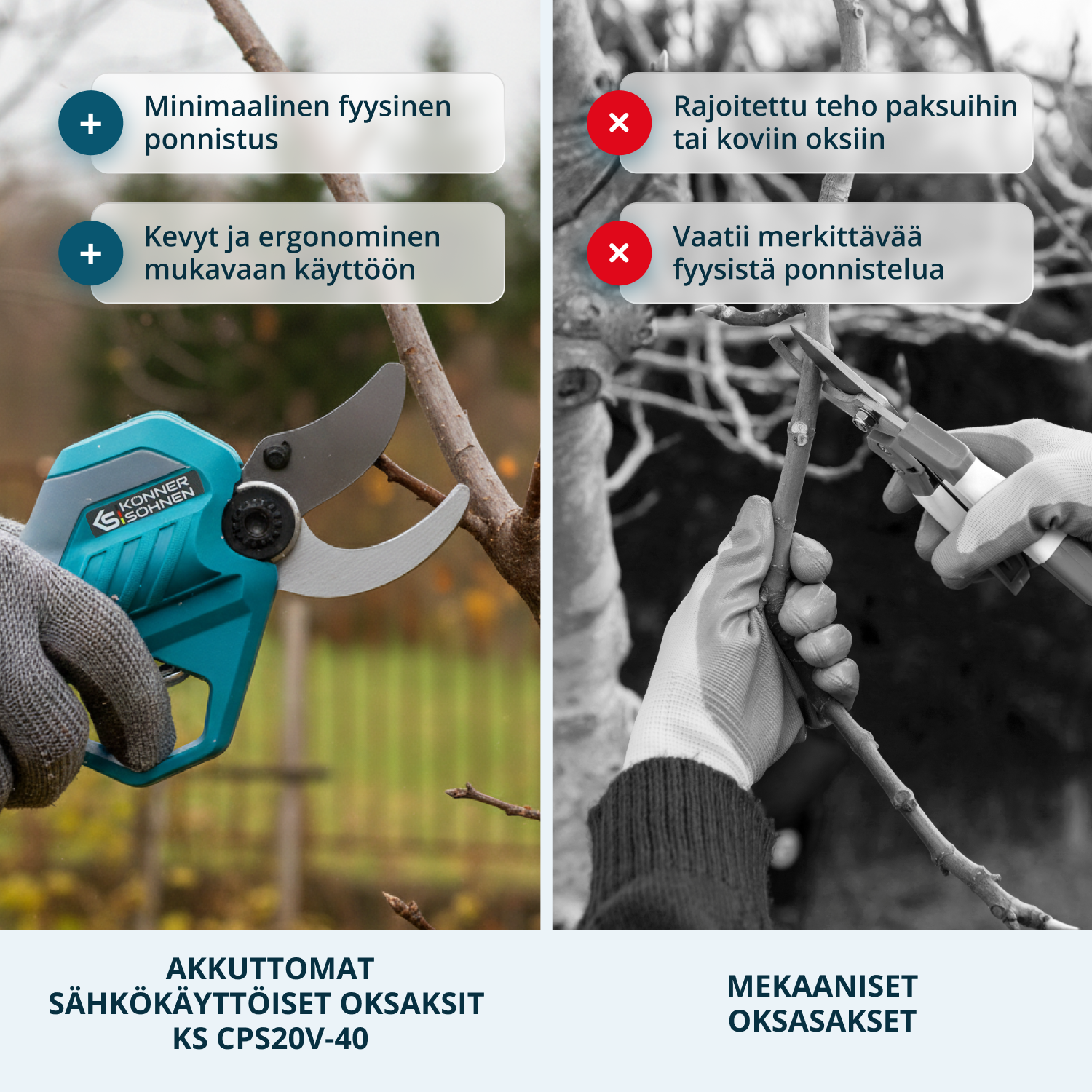 Johdottomat sähköiset oksasakset KS CPS20V-40