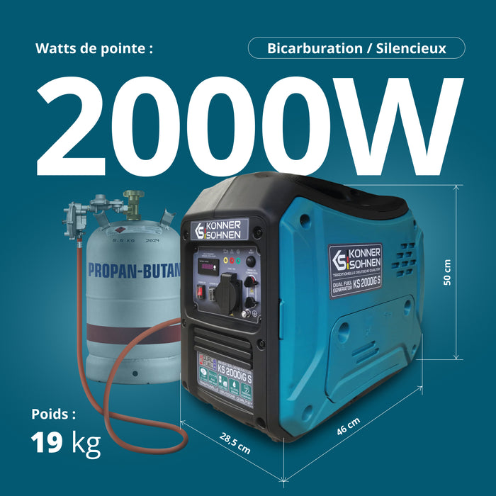 Groupe électrogène à essence-gaz de type inverter KS 2000iG S