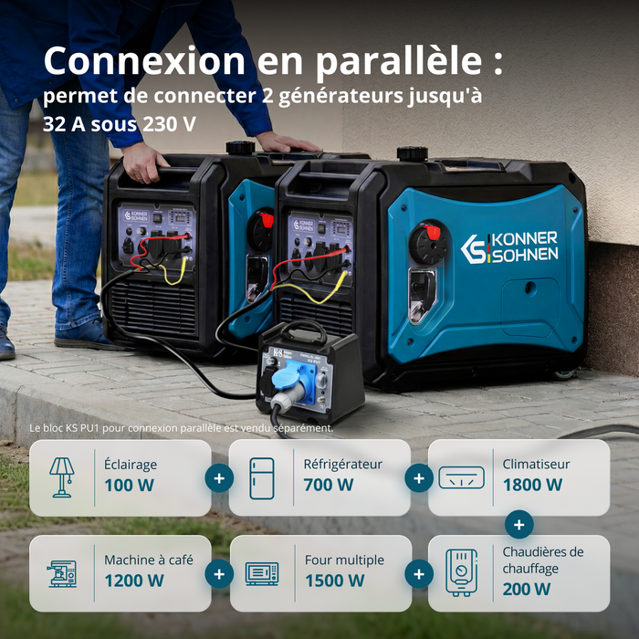 Groupe électrogène à essence-gaz de type inverter KS 4000iEG S