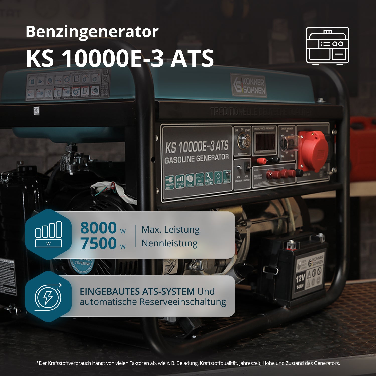 Benzin-Generator "Könner & Söhnen" KS 10000E-3 ATS