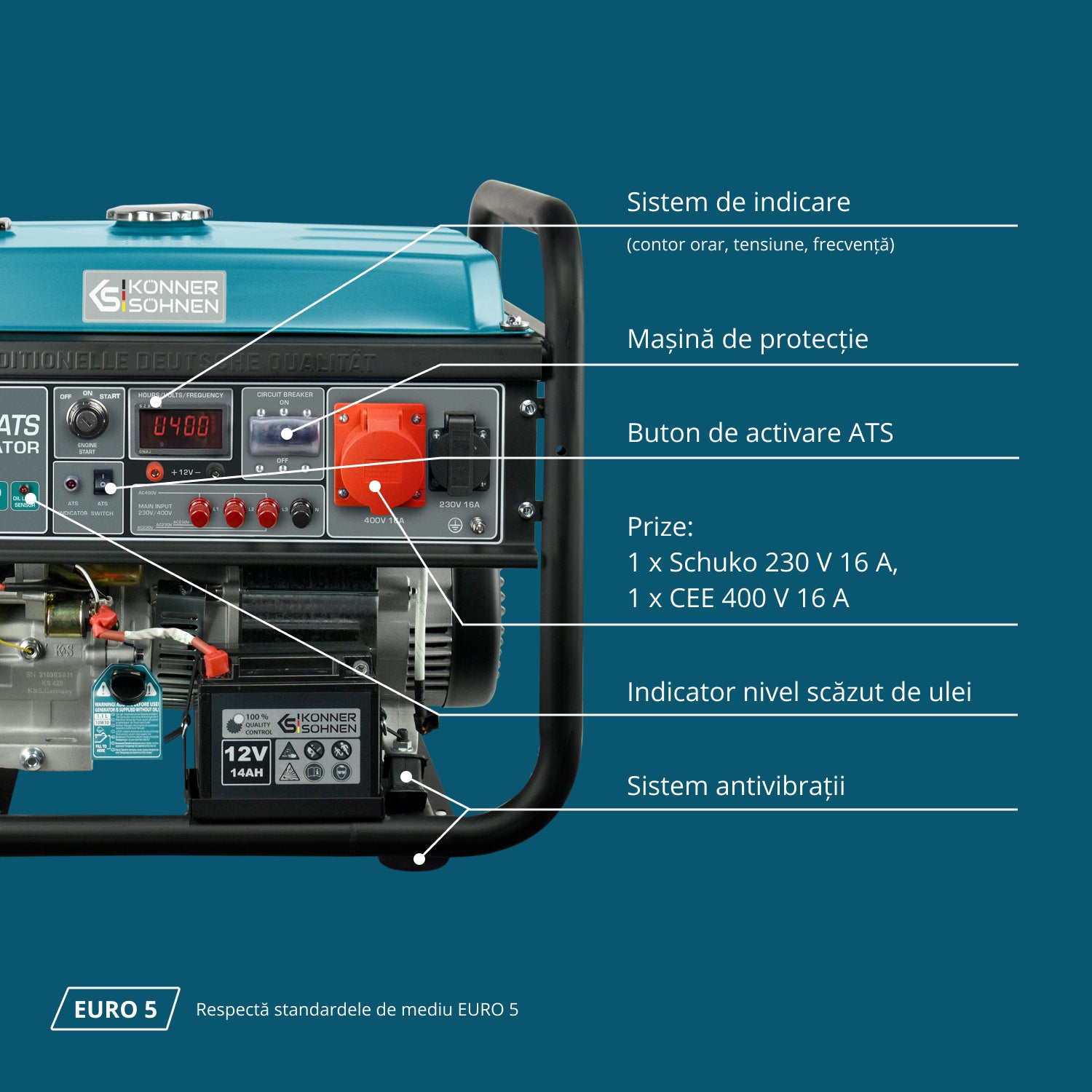 Generator pe benzină „Könner & Söhnen” KS 10000E-3 ATS