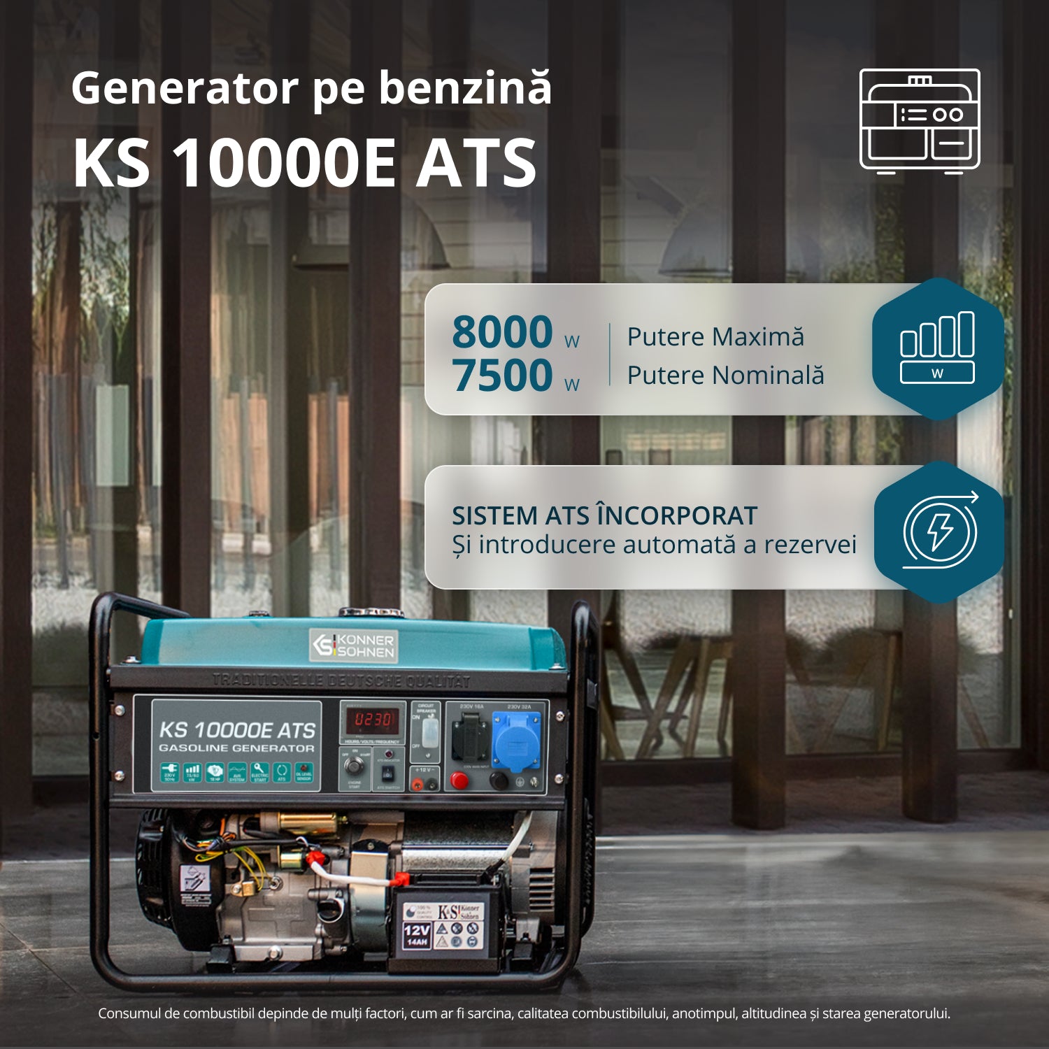 Generator pe benzină „Könner & Söhnen” KS 10000E ATS