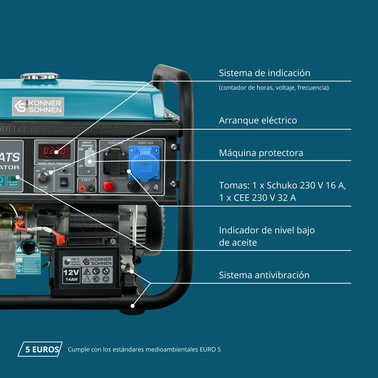 Generador de gasolina "Könner & Söhnen" KS 10000E ATS