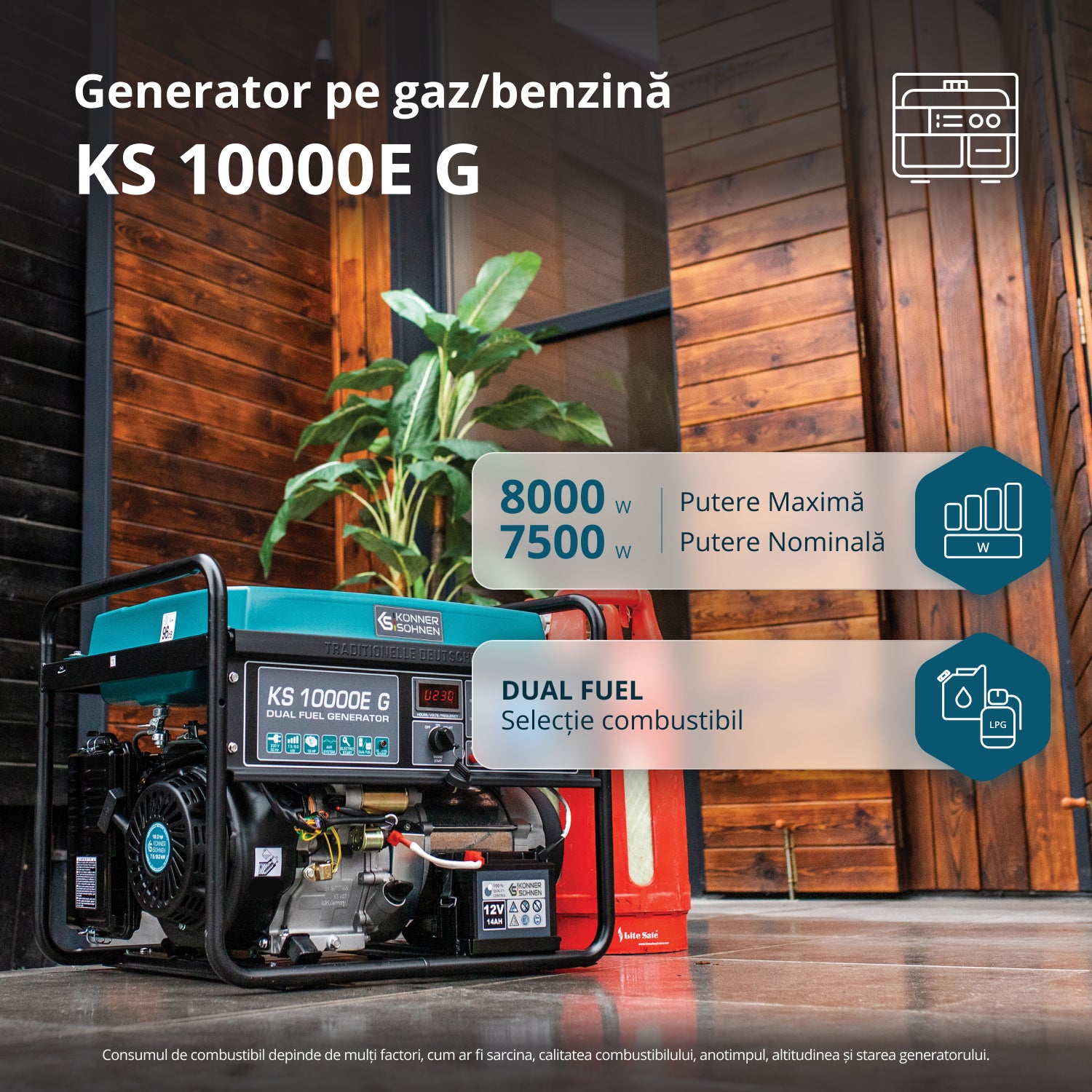 Generator GPL/Benzină „Könner & Söhnen” KS 10000E G