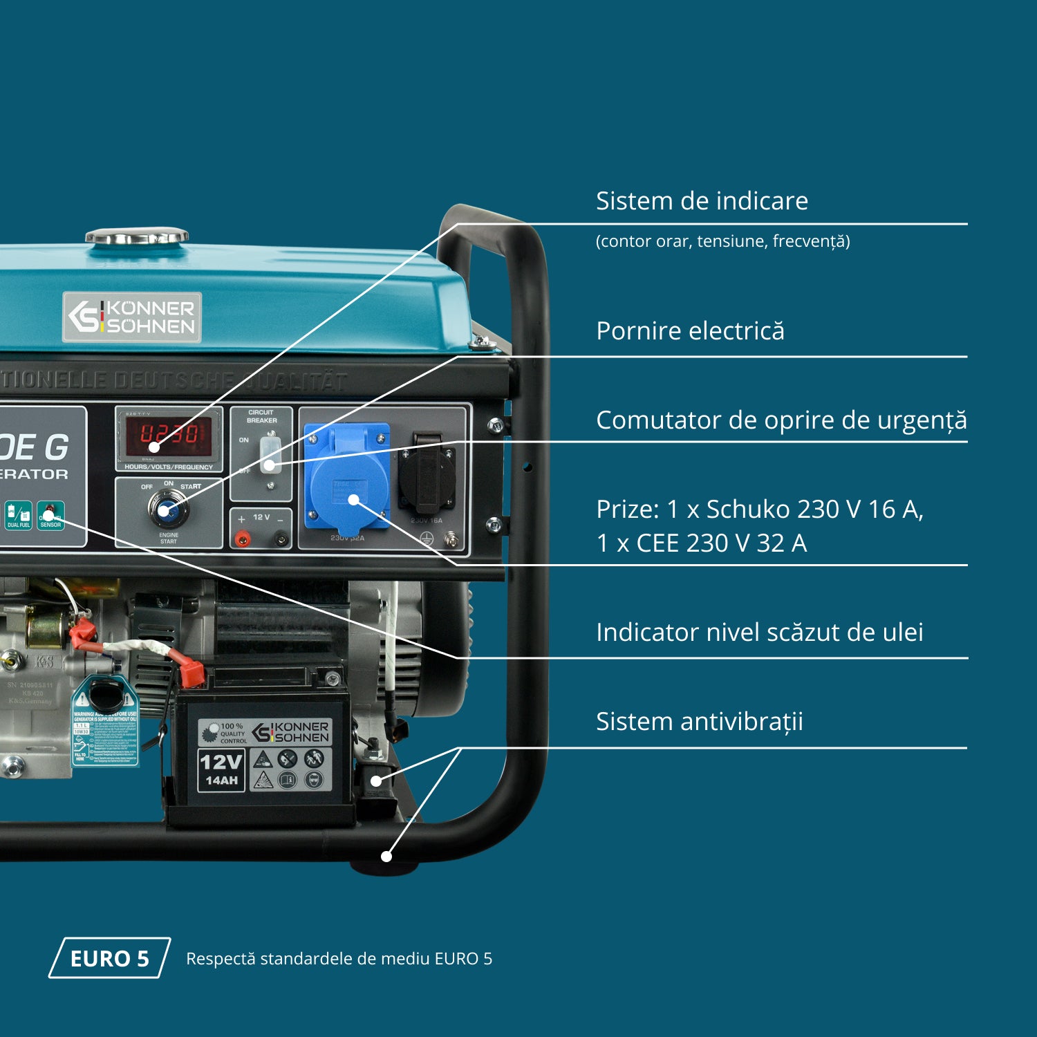 Generator GPL/Benzină „Könner & Söhnen” KS 10000E G
