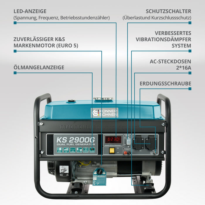 مولد غاز البترول المسال/البنزين "Könner & Söhnen" KS 2900G