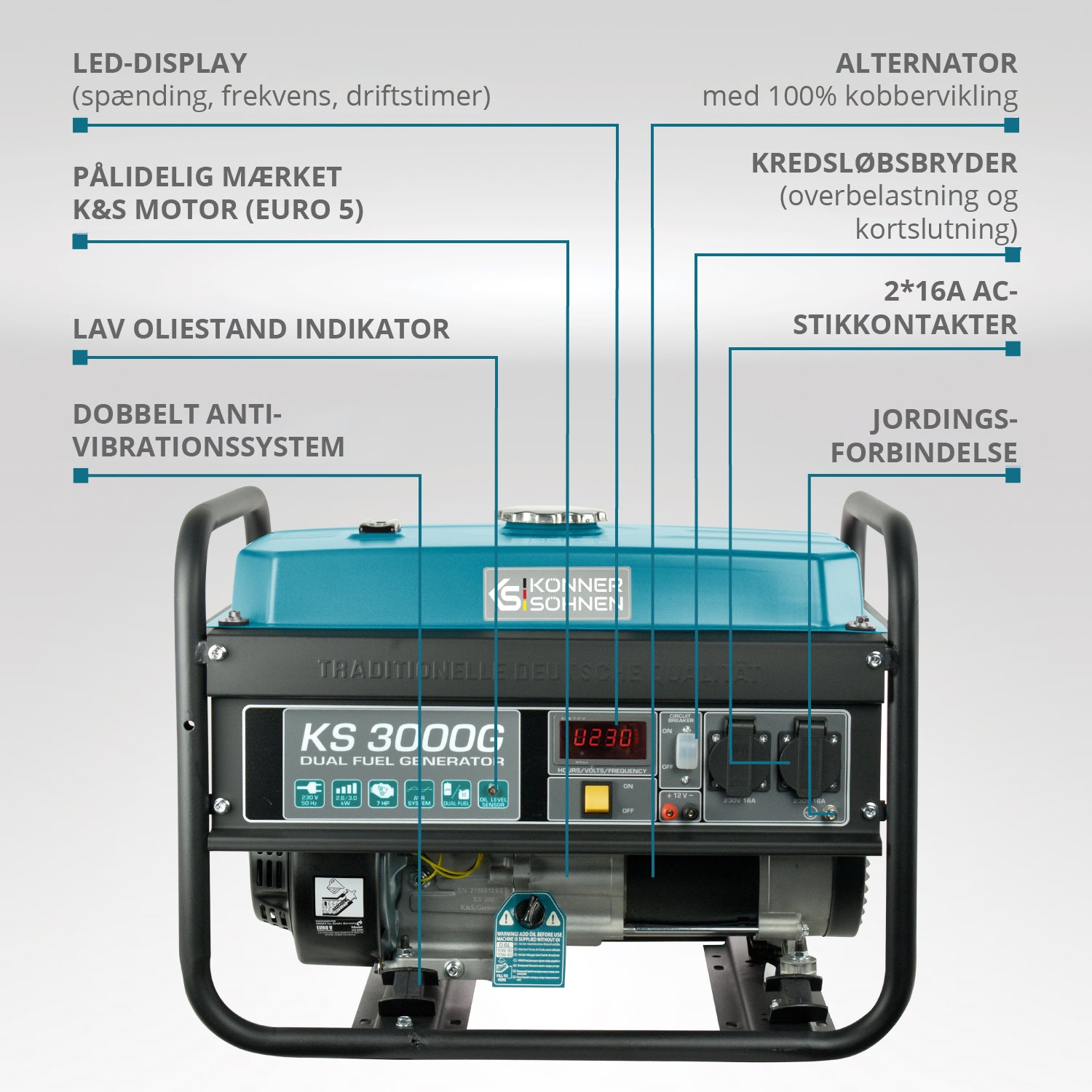 LPG/benzin generator "Könner & Söhnen" KS 3000G