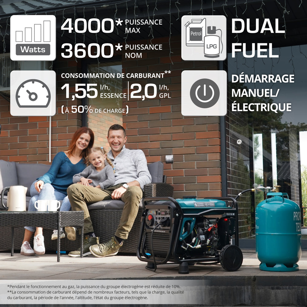 Groupe électrogène à essence-gaz de type inverter KS 4100iEG