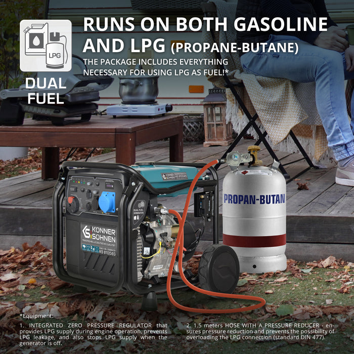 Generador inverter híbrido de gas/gasolina KS 8100iEG (Reacondicionado Bueno estado)