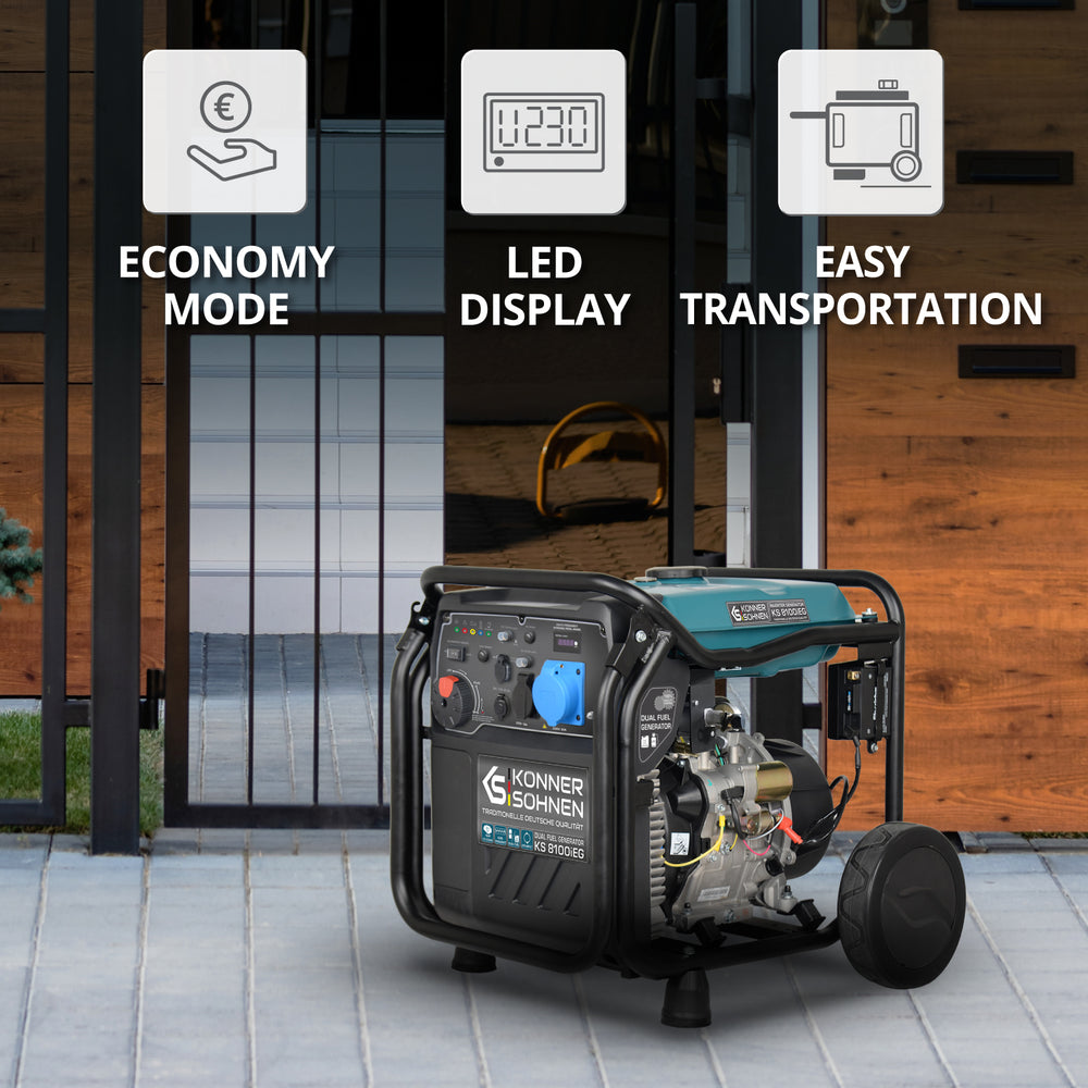 Generador inverter híbrido de gas/gasolina KS 8100iEG (Reacondicionado Bueno estado)
