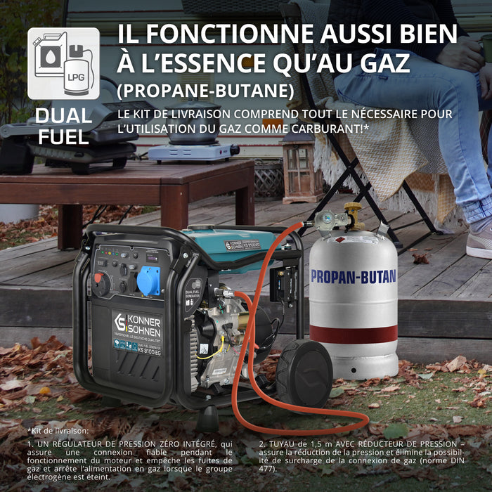 Groupe électrogène à essence-gaz de type inverter KS 8100iEG (Reconditionné Bon état)