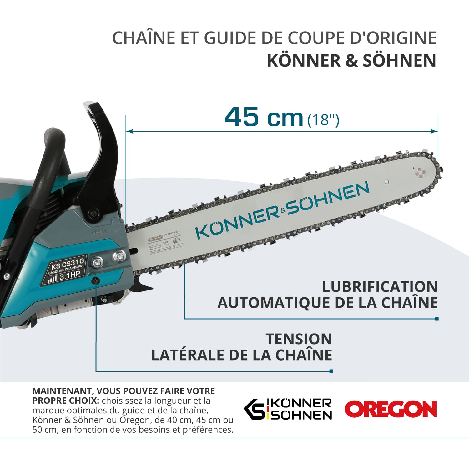 Tronçonneuse à essence KS CS31G-18