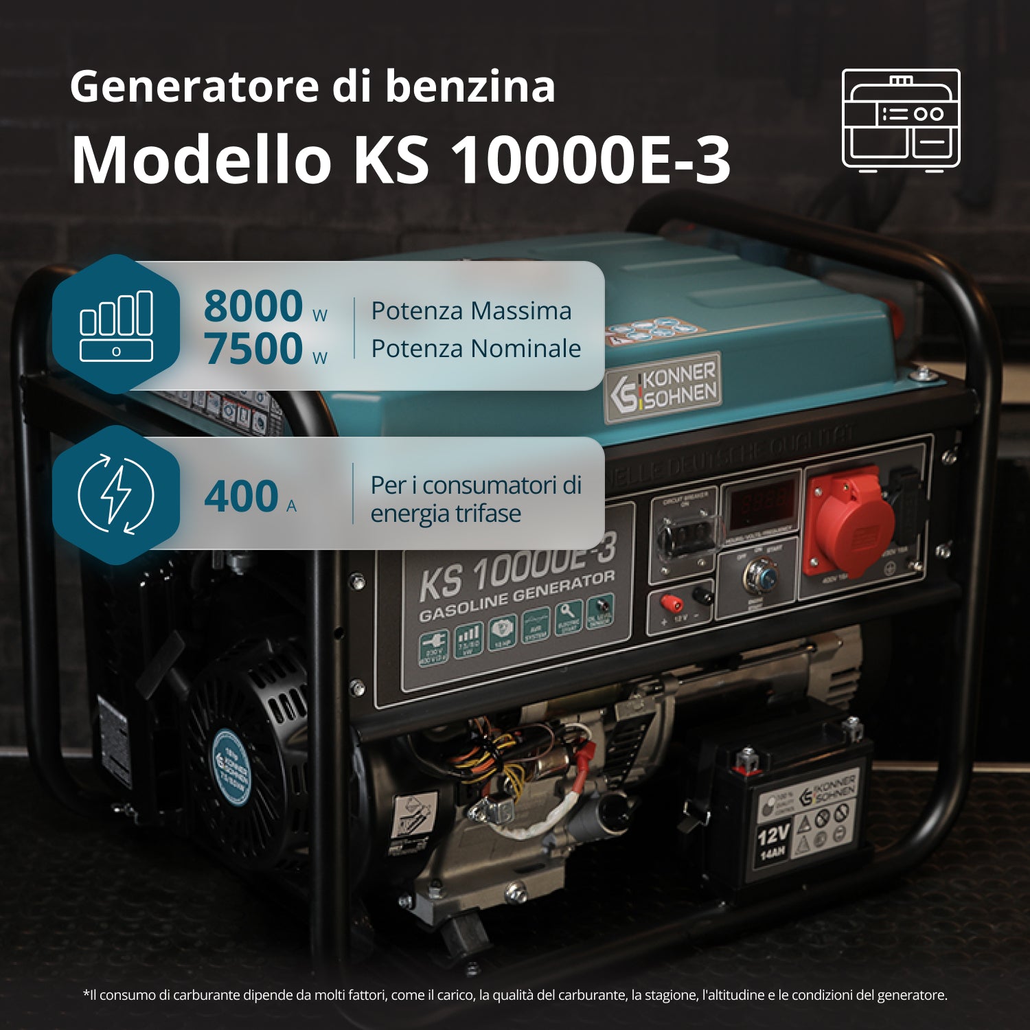 Generatore a benzina "Könner & Söhnen" KS 10000E-3