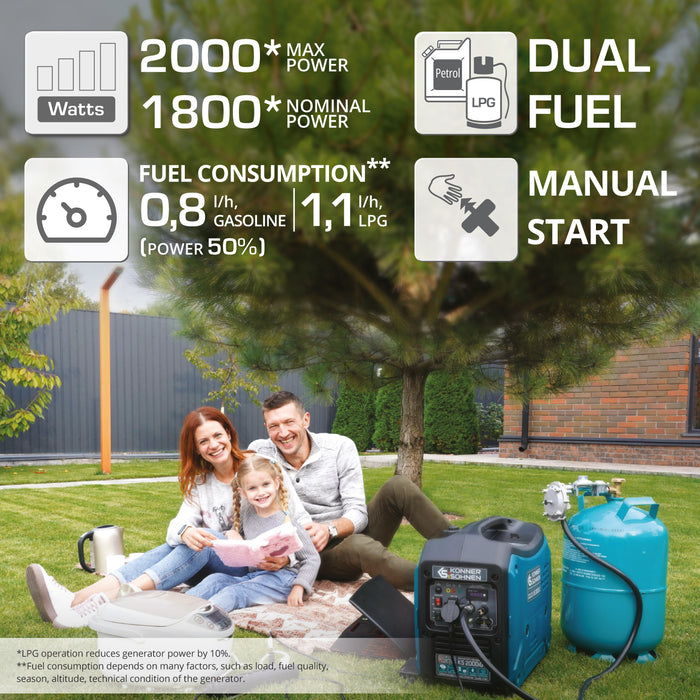 LPG/bensiini-invertterigeneraattori KS 2000iG S