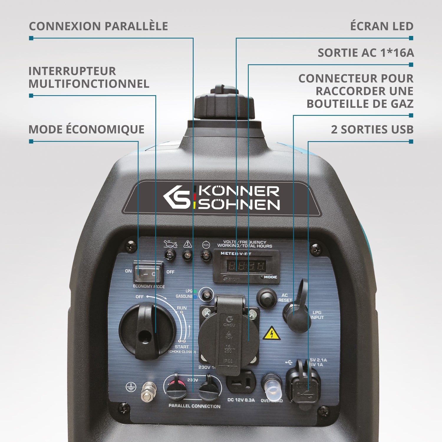 Générateur à essence-gaz de type inverter KS 2100iG S