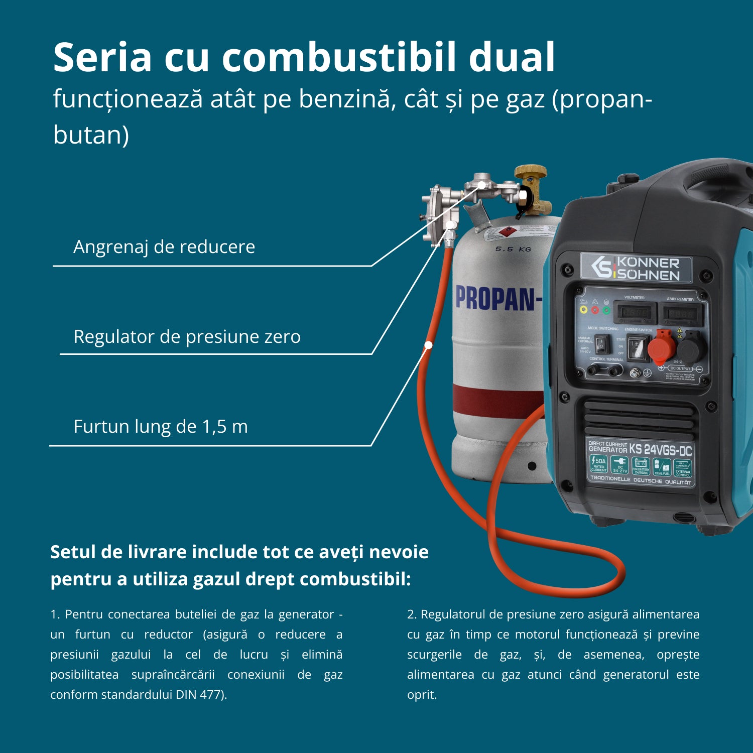 Generator DC cu sistem dual fuel KS 24VGS-DC