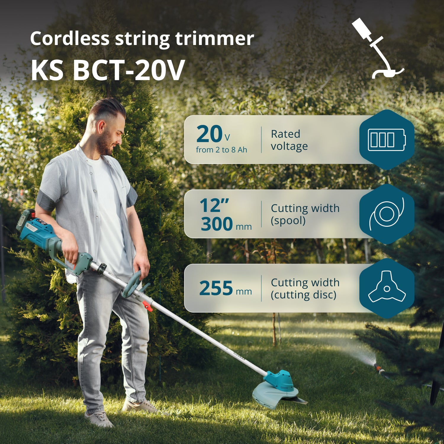 Trådlös grästrimmer och kantklippare KS BCT-20V