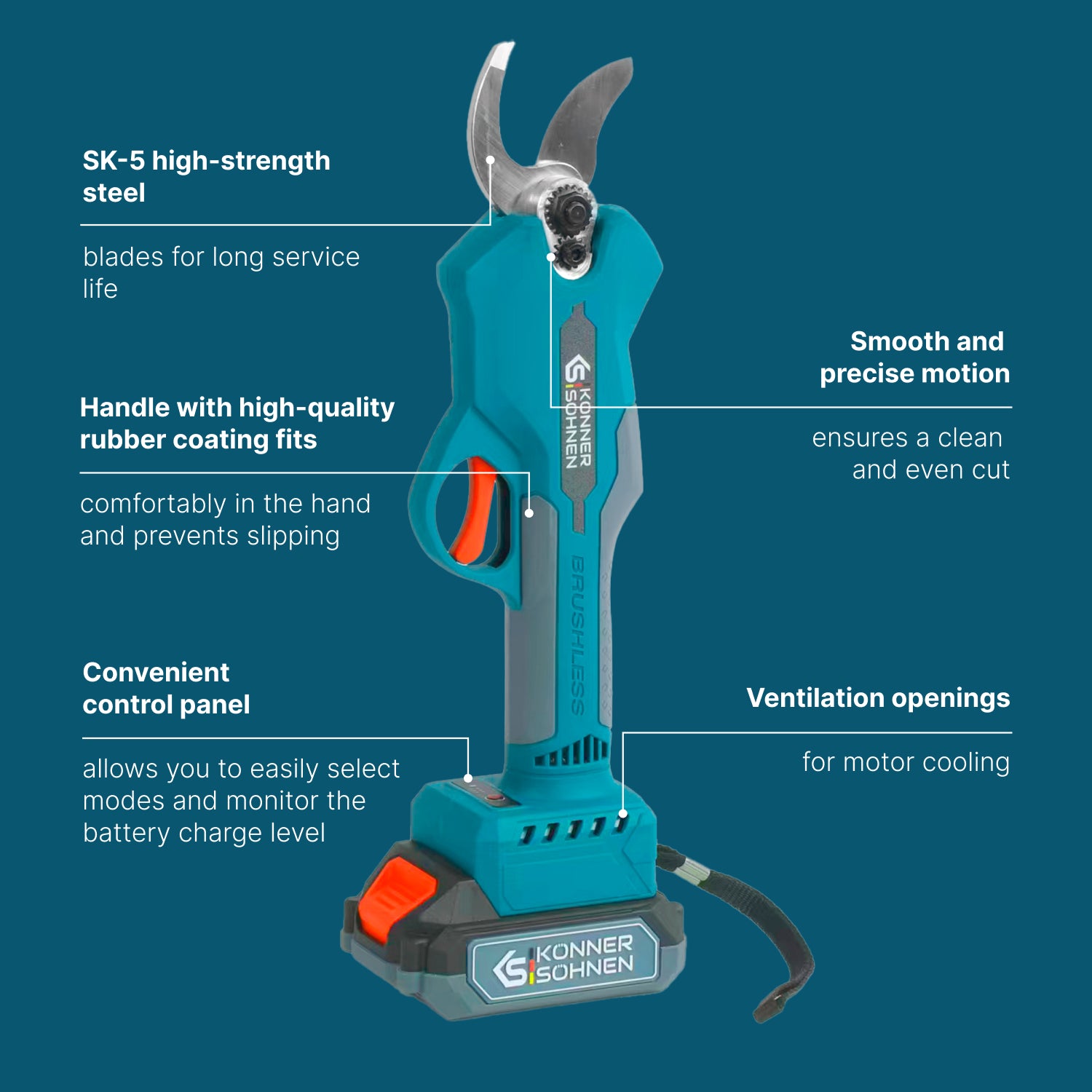 Tesoura de Poda Elétrica Sem Fios KS CPS20V-32 Case