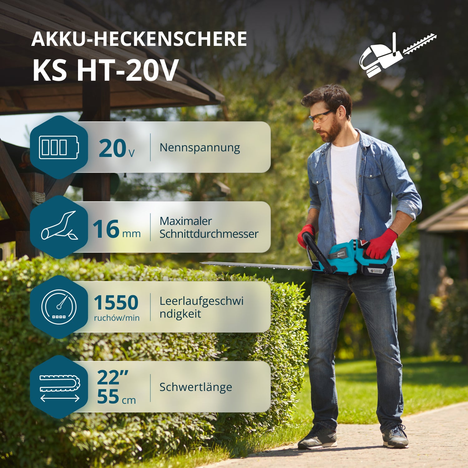 Langaton pensasleikkuri KS HT-20V