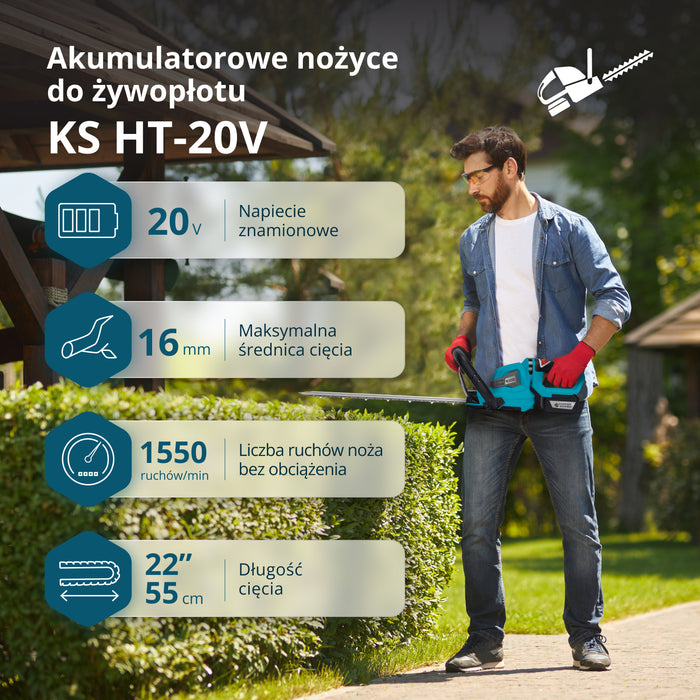 Bezprzewodowy sekator do żywopłotu KS HT-20V