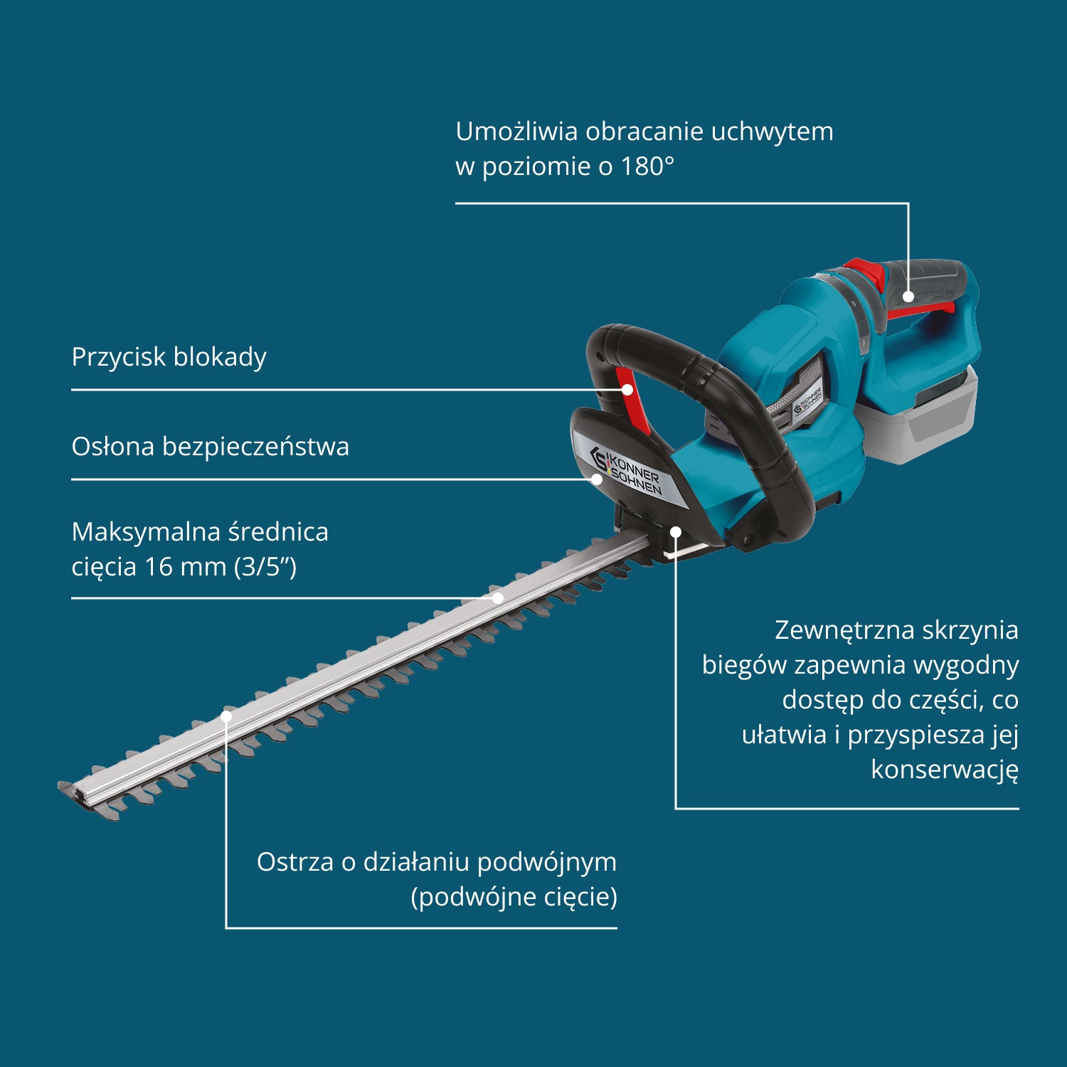Bezprzewodowy sekator do żywopłotu KS HT-20V