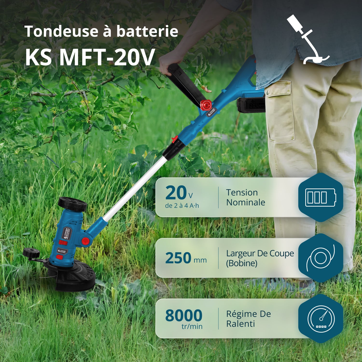 Taille-bordures multifonctions sans fil KS MFT-20V 