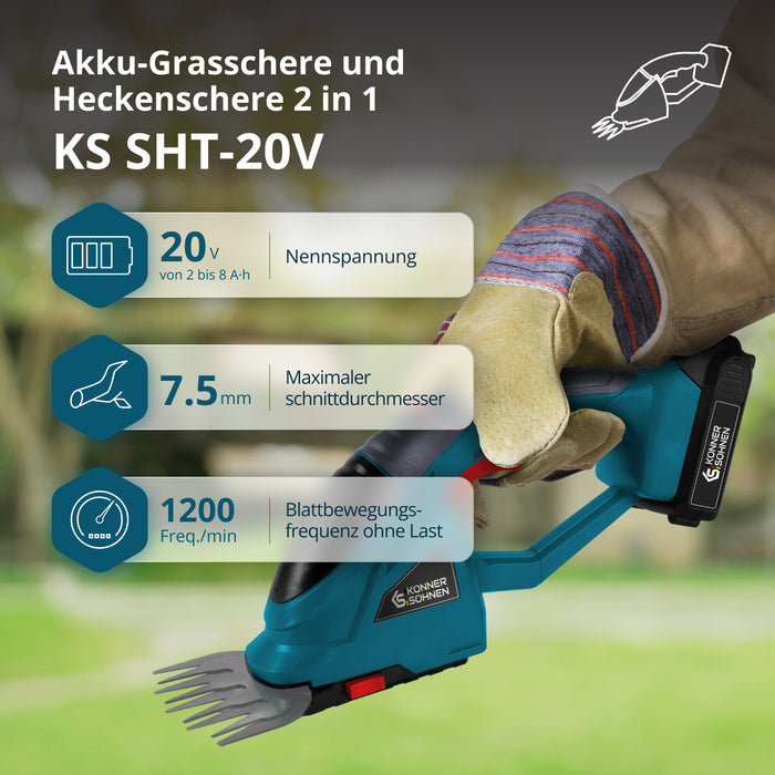 Akumulátorové 2 v 1 nůžky na trávu a plotostřih KS SHT-20V
