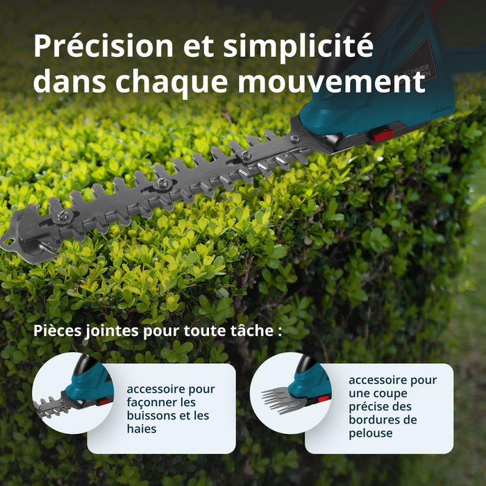 Taille-haie et cisaille à gazon 2 en 1 sans fil avec manche télescopique KS SHT-20V + Extension Pole