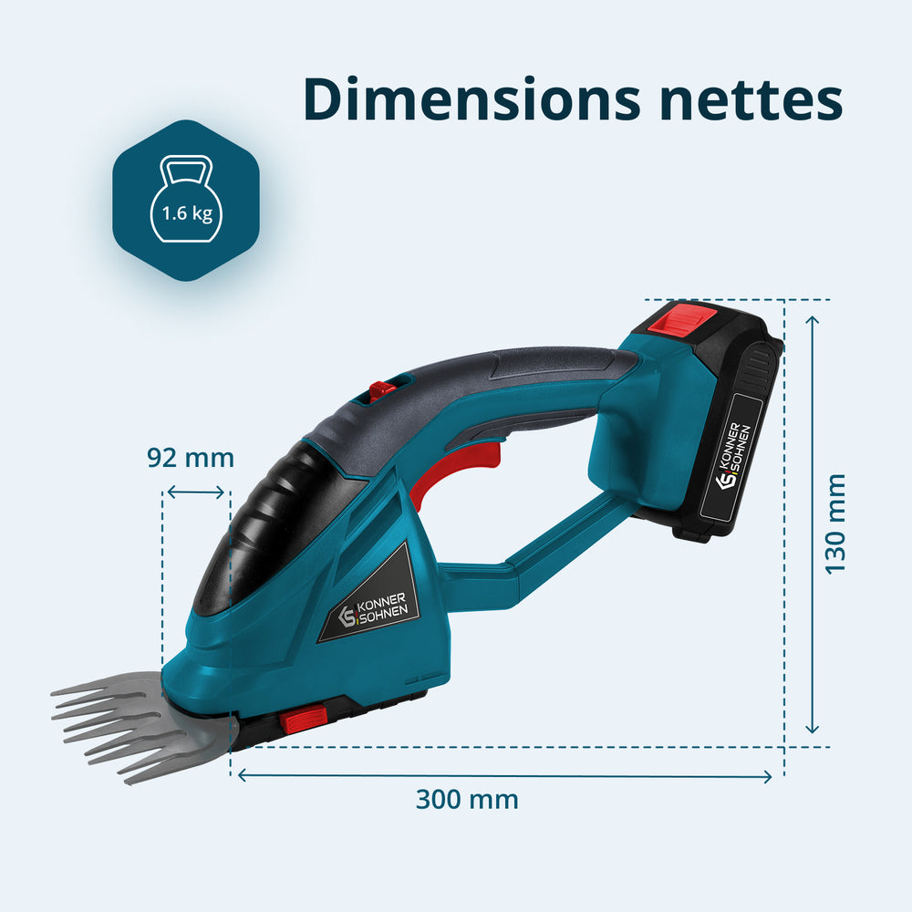 Taille-haie et cisaille à gazon 2 en 1 sans fil avec manche télescopique KS SHT-20V + Extension Pole