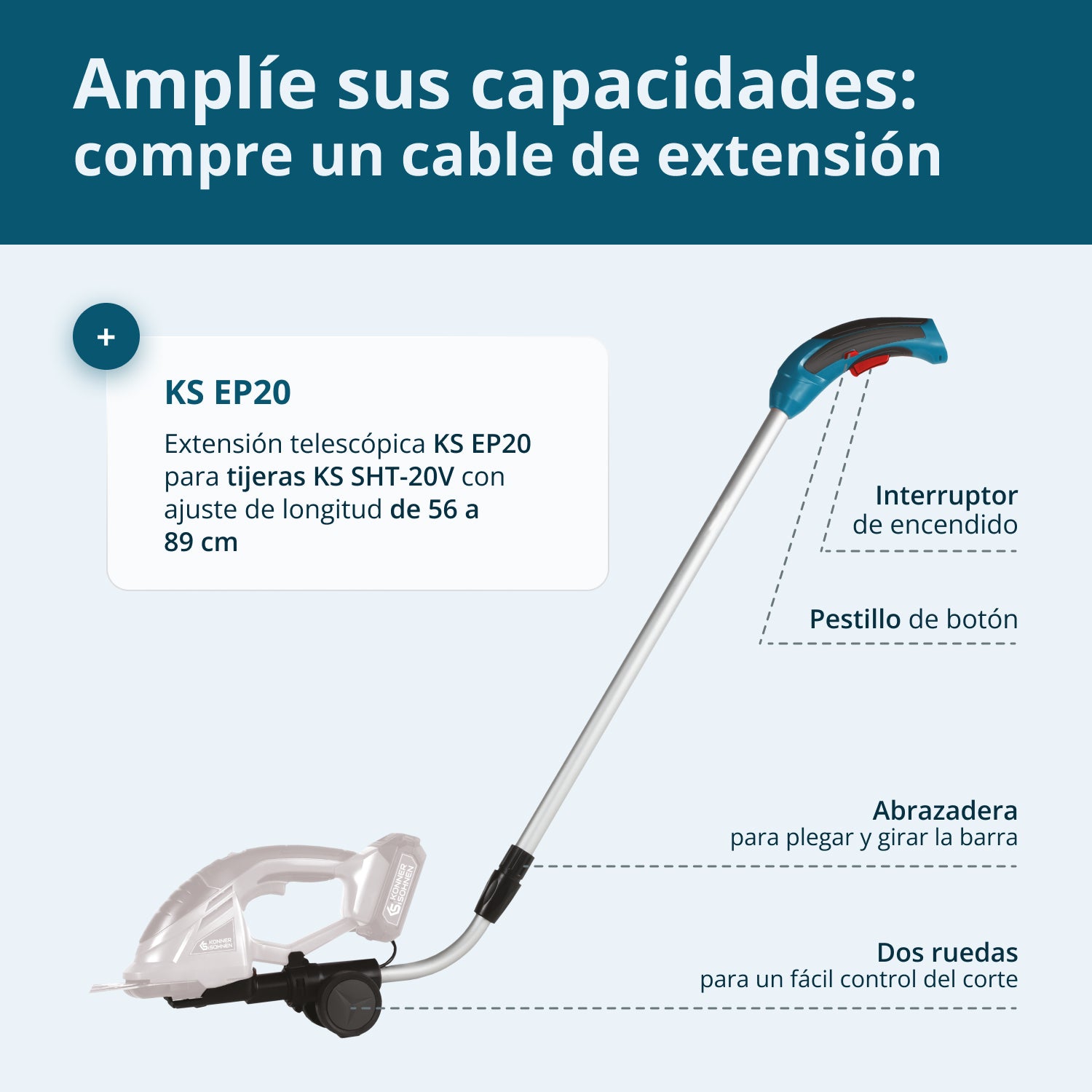 Poste de extensión telescópico para recortadora KS EP20