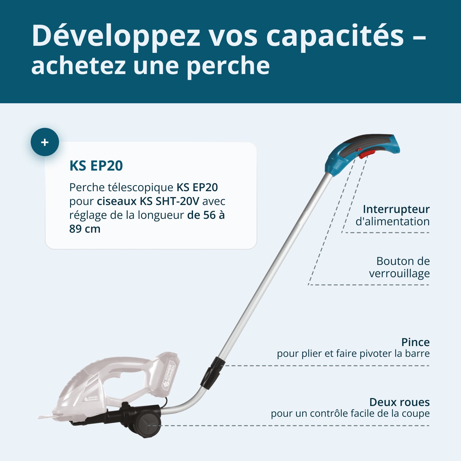 Taille-haie et cisaille à gazon sans fil 2 en 1 KS SHT-20V