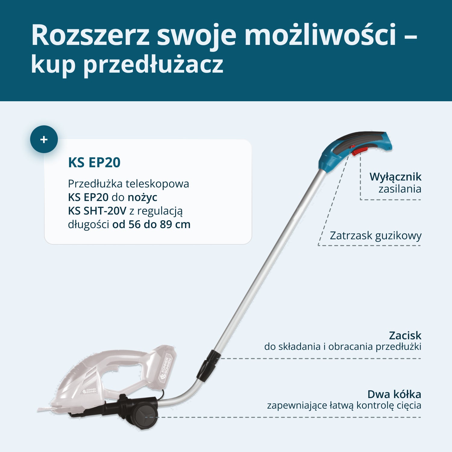 Akumulatorowe nozyce do trawy i Zywoptotu 2 w 1 KS SHT-20V
