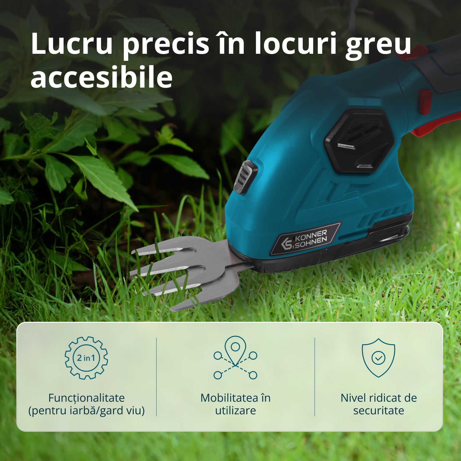 Foarfecă 2 în 1 pentru iarba si gard viu cu acumulator KS SHT-8V