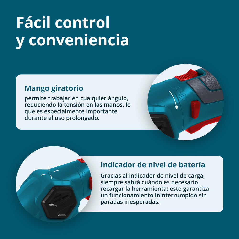Tijeras de césped y cortasetos 2 en 1 inalámbricas con poste de extensión telescópico KS SHT-8V + Extension Pole