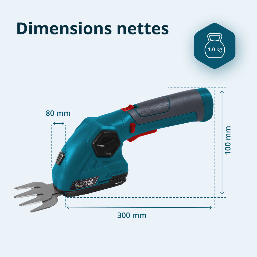 Taille-haie et cisaille à gazon 2 en 1 sans fil avec manche télescopique KS SHT-8V + Extension Pole
