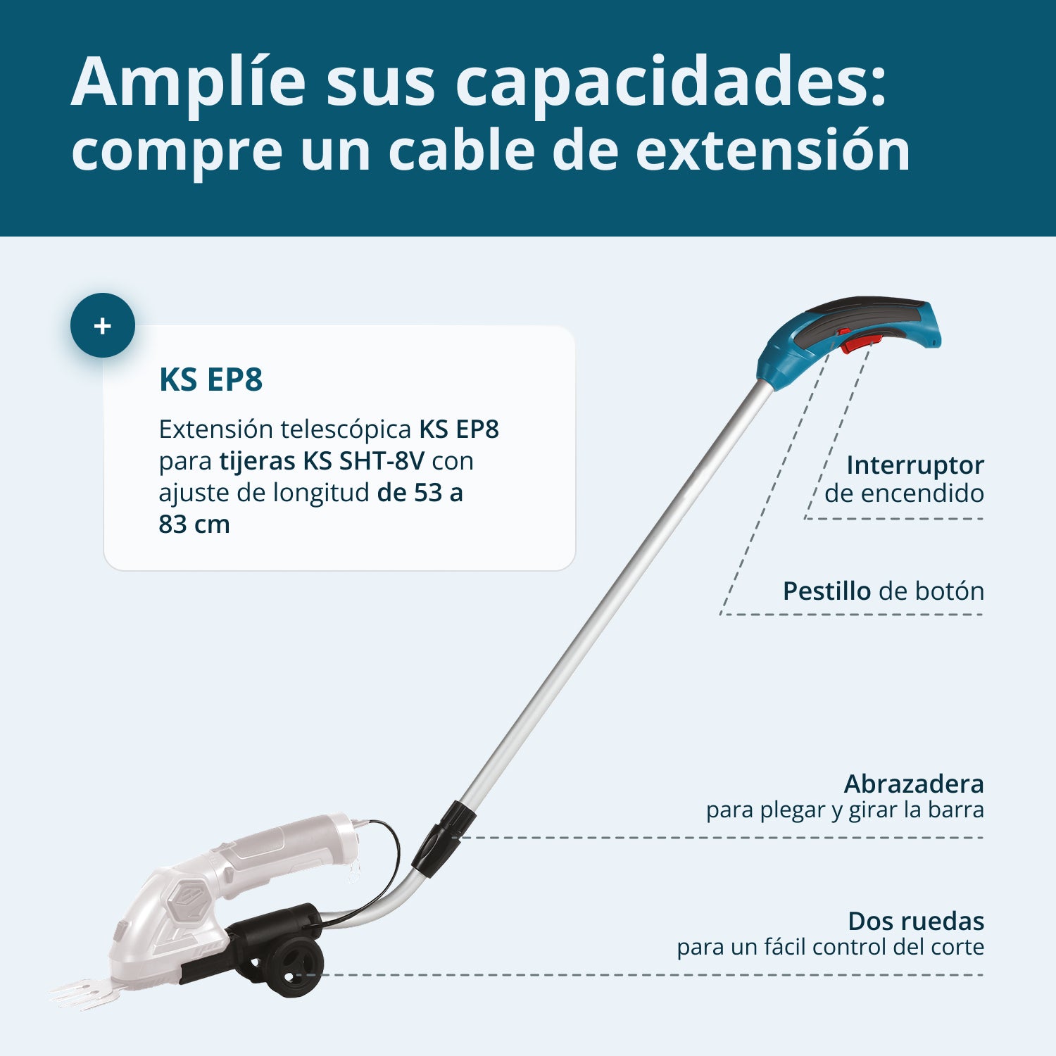 Poste de extensión telescópico para recortadora KS EP8